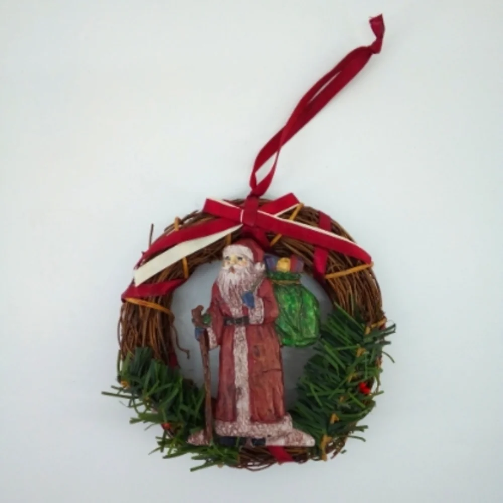 Vintage Russ Santa Claus Wreath Ornament